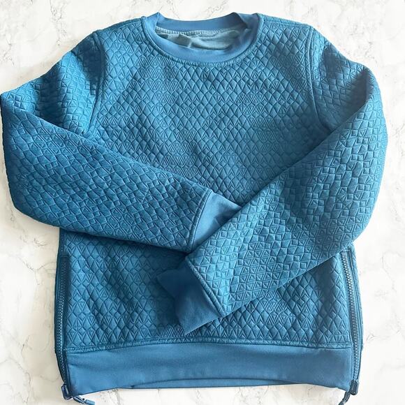 Ivivva/Lululemon Quilted Reversible Pullover Sweatshirt Teal Blue Side Zip - Picture 10 of 10